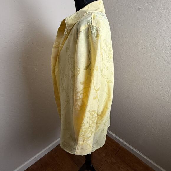 Alfred Dunner Yellow Blouse Tank Top Set Floral Embroidered Sheer Jacket 16 - Picture 2 of 8